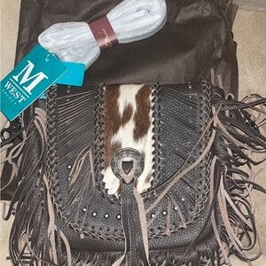 Montana West Black and Brown Crossbody Bag with Fringe